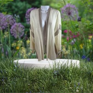 Vintage America women’s sz L cardigan timber sweater cream Gray Tan